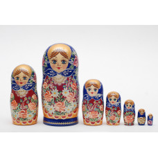 Matryoshka nesting doll with flowers 7 pc Free Worldwide shipping