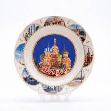 Souvenir ceramic plate with stickers Night St.Basil3 Church Free Worldwide shipping