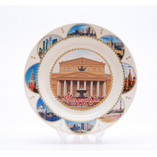 Souvenir ceramic plate with stickers The Bolshoi Theatre Free Worldwide shipping