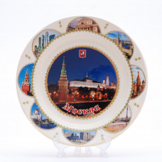 Souvenir ceramic plate with stickers Night Moscow Kremlin6 Free Worldwide shipping