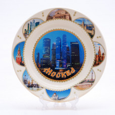 Souvenir ceramic plate with stickers Moscow-city2 Free Worldwide shipping